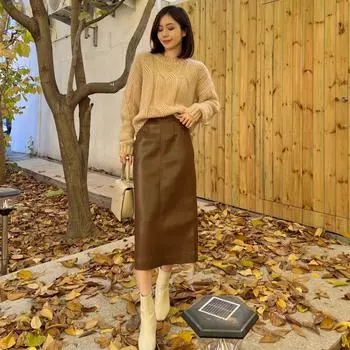 Осенне-зимний женский комплект свитера, модный темперамент, расширенный трикотажный комплект с юбкой S