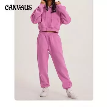 Осенне-зимний женский костюм с капюшоном и длинными рукавами, толстовка с длинными брюками S белый