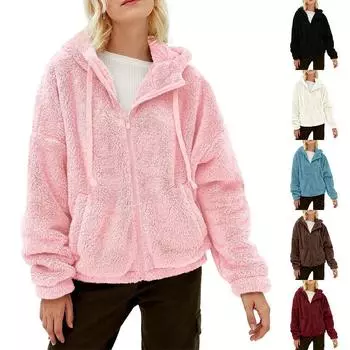 Осенне-зимний женский модный однотонный повседневный свободный свитер на молнии с длинными рукавами, свитер, куртка с капюшоном XXXL чёрный