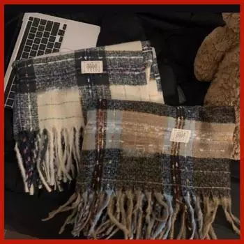 Осенне-зимний женский новый клетчатый шарф, звездные слезы, полные звезд, винтажный универсальный, высококачественный, утолщенный платок, теплый шарф 200*40cm