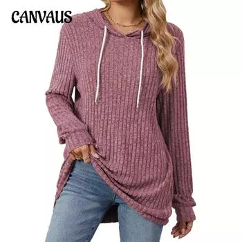 Осенне-зимний женский однотонный топ с длинными рукавами, свободная толстовка с капюшоном и начесом S чёрный