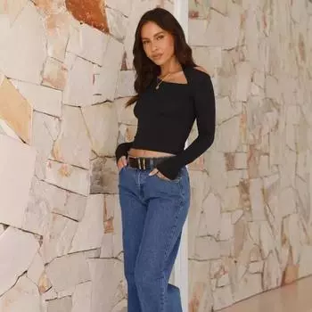 Осенне-зимний женский однотонный топ с косым вырезом и короткими рукавами S белый