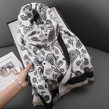 Осенне-зимний женский офисный кондиционер теплая внешняя шаль японский и корейский кашемировый длинный шарф с кешью и цветами жаккарда 67*185