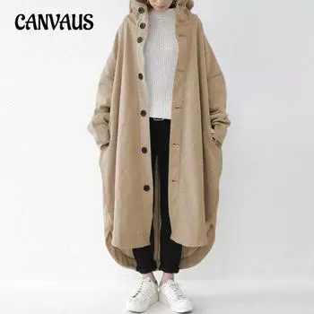 Осенне-зимний женский плащ с капюшоном, куртка средней длины