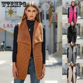 Осенне-зимний женский плюшевый кардиган без рукавов с плетением, жилет средней длины S чёрный