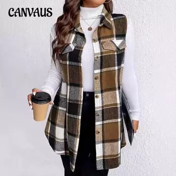 Осенне-зимний женский повседневный клетчатый жилет без рукавов свободный жилет L