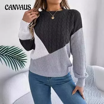 Осенне-зимний женский повседневный свитер с длинным рукавом на плоской вязке Crash Twist Knit S хаки