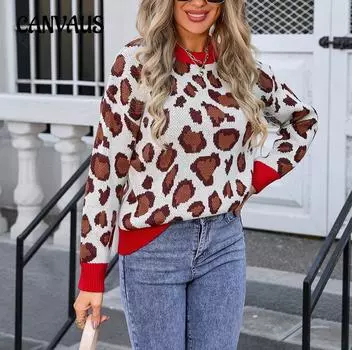 Осенне-зимний женский принтованный свитер, пуловер с цветочным принтом, большой размер, длинный рукав, свитер S хаки