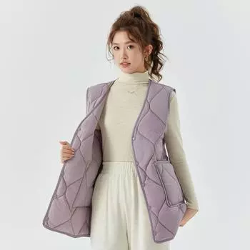 Осенне-зимний женский пуховый хлопковый жилет, утолщенный и с увеличенным теплом в длинной части, тонкий жилет для волос, модный и теплый M