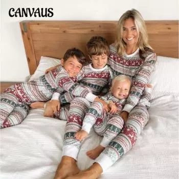 Осенне-зимний женский рождественский домашний костюм с принтом, мамин пижамный костюм