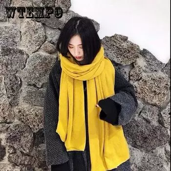 Осенне-зимний женский шарф, имитация кашемира, утепленный модный теплый шарф, однотонный дикий шарф, шаль one size хаки