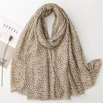 Осенне-зимний женский шарф из хлопка и льна с золотой фольгой, тонкий атласный шелковый шарф с леопардовым принтом, теплая шаль 180*88