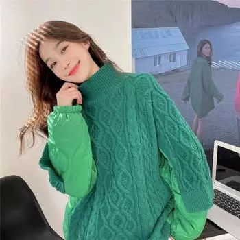 Осенне-зимний женский свитер больших размеров, свободный, удобный, с подкладкой, утолщенный, теплый, с высоким воротом, верхняя одежда 3XL