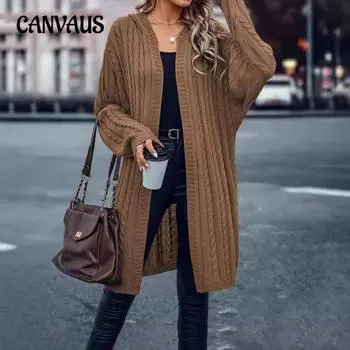 Осенне-зимний женский свитер большого размера с отворотами и длинными рукавами, грубый витой цветочный узор, большой кардиган, куртка S чёрный