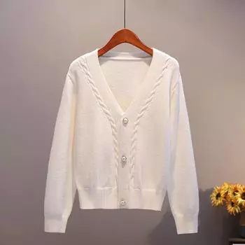 Осенне-зимний женский свитер, кардиган, свежий свитер с длинными рукавами, куртка, ленивый ветер, шикарный свободный вязаный кардиган с v-образным вырезом One Size красный
