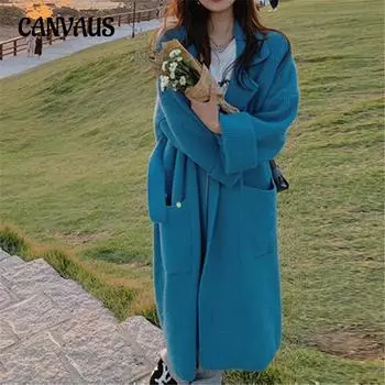 Осенне-зимний женский свитер Lazy Senior Sense, теплый мягкий липкий свободный длинный вязаный кардиган с лацканами One Size серый