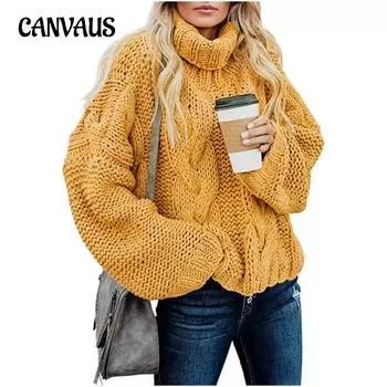 Осенне-зимний женский свитер «Ленивый ветер», однотонный свободный свитер с высоким воротом