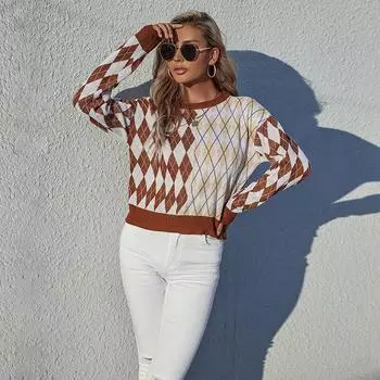 Осенне-зимний женский свитер, модный повседневный свитер с длинным рукавом, нижнее белье, свободный круглый вырез S