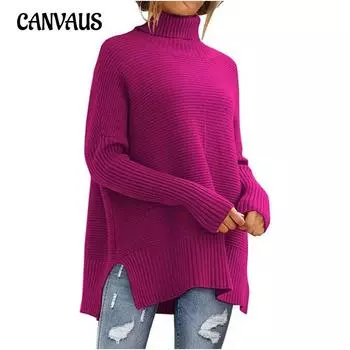 Осенне-зимний женский свитер, модный свитер большого размера с высоким воротником, женский вязаный уютный пуловер с длинными рукавами и крыльями летучей мыши