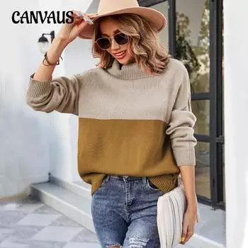 Осенне-зимний женский свитер, модный вязаный свитер с высоким воротом, пуловер большого размера, свитер