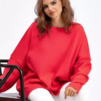 Осенне-зимний женский свитер, модный вязаный свитер с круглым вырезом, однотонный свободный пуловер, свитер One Size серый