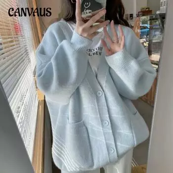 Осенне-зимний женский свитер, однотонный свободный вязаный кардиган с длинными рукавами, ленивый ветер One Size красный