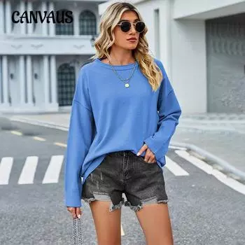 Осенне-зимний женский свитер, однотонный вязаный свитер со свободной нижней частью, пуловер, свитер S чёрный