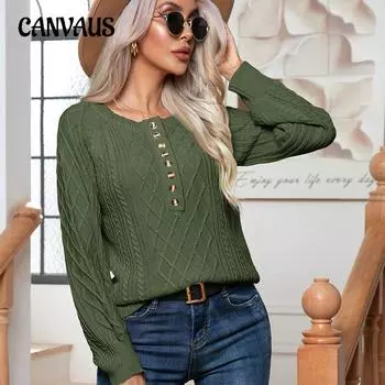 Осенне-зимний женский свитер, повседневный вязаный пуловер на пуговицах с длинными рукавами, свитер S белый