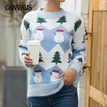 Осенне-зимний женский свитер, рождественский повседневный свитер с круглым вырезом, модный вязаный свитер с напуском Vibe Sense S хаки