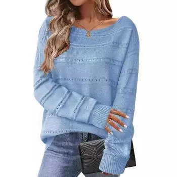 Осенне-зимний женский свитер с длинными рукавами и открытыми плечами, трикотажный топ скелетного кроя S армия зеленый