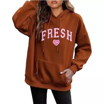 Осенне-зимний женский свитер с капюшоном и рукавами через плечо с принтом любовных писем большого размера, свободный пуловер XS синий