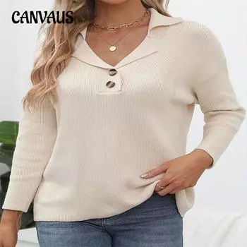 Осенне-зимний женский свитер с однотонными пуговицами и V-образным вырезом, трикотаж для женщин S абрикосовый
