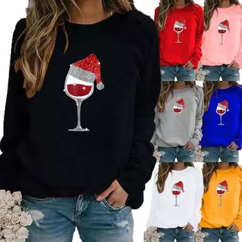 Осенне-зимний женский свитер с рождественской тематикой и принтом, повседневная толстовка с круглым вырезом и длинными рукавами, топ больших размеров XS белый