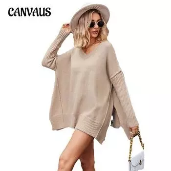 Осенне-зимний женский свитер с v-образным вырезом большого размера, модный вязаный сексуальный пуловер, свитер с длинными рукавами S серый