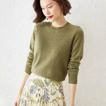 Осенне-зимний женский свитер, стильный трикотаж, пуловер с круглым вырезом, нижняя рубашка, пуловер с длинными рукавами, свитер S чёрный