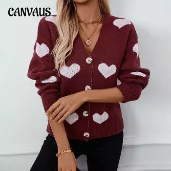 Осенне-зимний женский свитер трикотаж Love Jacquard V-образный вырез кардиган S розовый