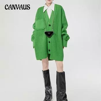 Осенне-зимний женский свитер в стиле ретро, ленивый большой свитер, кардиган, свободный средней длины, нишевый трикотаж большого размера премиум-класса One Size серый