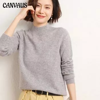 Осенне-зимний женский свитер, вязаный свитер с половиной высокого воротника, пуловер, свитер с длинными рукавами S белый