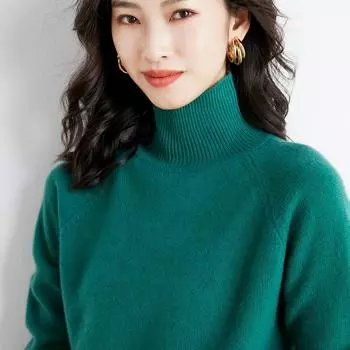 Осенне-зимний женский свободный однотонный короткий свитер-реглан с высоким воротом, вязаный свитер XXL белый