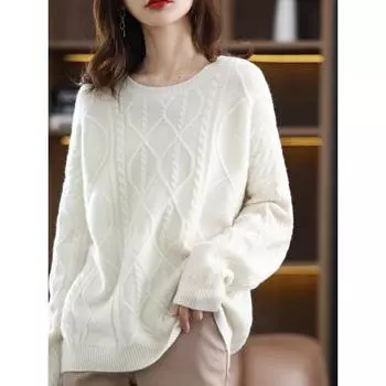 Осенне-зимний женский свободный свитер с круглым вырезом, ленивый, ветрозащитный, однотонный, с низом, топами S красный