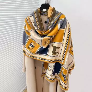 Осенне-зимний женский теплый шарф для перевозки, модная милая шаль с кондиционером 180-70cm коричневый