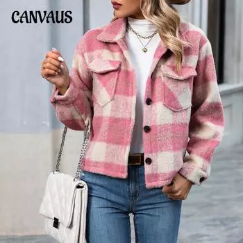 Осенне-зимний женский твидовый жакет, короткий клетчатый удобный повседневный твидовый жакет на пуговицах, короткое пальто S светло-серый