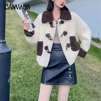 Осенне-зимний женский твидовый жакет, вязаный короткий кардиган в клетку с пуговицами и пуговицами One Size зелёный