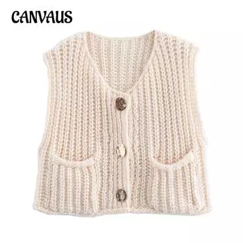 Осенне-зимний женский уличный модный массивный жилет с короткими рукавами, вязаные жилеты S красный