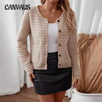 Осенне-зимний женский вязаный свитер больших размеров с круглым вырезом и длинными рукавами для поездок на работу S хаки