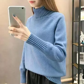 Осенне-зимний женский вышитый полувысокий свитер, пуловер, облегающий базовый трикотажный свитер с длинными рукавами S