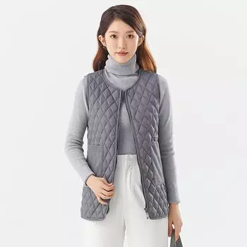 Осенне-зимний женский жилет средней длины из хлопка с теплыми карманами на молнии в молодежных жилетах, модная и теплая одежда для подруг 4XL серый