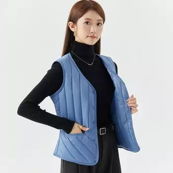 Осенне-зимний женский зимний пуховик из хлопка, легкий, двухсторонний, согревающий, для женщин среднего и пожилого возраста, двухсторонний хлопковый жилет S