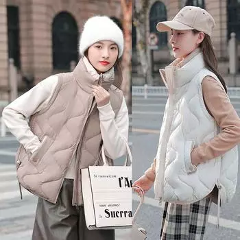 Осенне-зимний жилет для женщин, новый жилет, теплый утолщенный жилет, женские короткие свободные тонкие куртки, женская одежда M чёрный