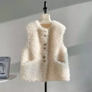 Осенне-зимний жилет из ягненка Xiaoxiangfeng, женский жилет, новый иностранный стиль, верхняя одежда, универсальный утолщенный жилет, чтобы сохранить тепло S80-52.5kg
